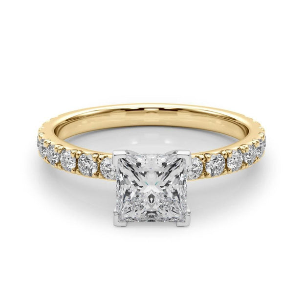 Rylos 14K White/Rose/Yellow Gold Engagement Rings | Princess Cut | Certified Lab Grown Diamond Ring | VS-SI Quality | Available in Size 5-10