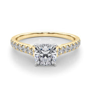 Rylos 14K White/Rose/Yellow Gold Prong Set Prong Set Engagement Ring | Cushion Cut | Certified Lab Grown Diamond Ring | VS-SI Quality | Available in Size 5-10