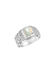 Rylos Men's Rings Designer Nugget Ring: Oval 9X7MM Gemstone & Sparkling Diamonds - Color Stone Birthstone Rings for Men, Sterling Silver Rings in Sizes 8-13. Mens Jewelry