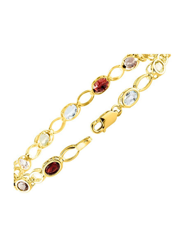 Rylos Tennis Bracelet Set in 14K Yellow Gold With Multicolor Color Stones can change stones to match the birthstones you prefer - 7"*