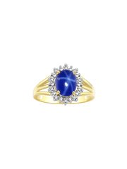 RYLOS Yellow Gold Plated Silver Ring with Princess Diana Inspired 9X7MM Gemstone and a Halo of Diamonds - Birthstone Jewelry for Women in Sizes 5-10