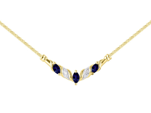 Rylos Stunning Classic Designer Necklace with Marquise Shape Gemstone & Diamonds in 14K Yellow Gold Silver .925 - With Adjustible Chain