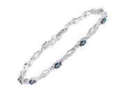 Rylos Matching Jewelry Infinity Wave Set: Sterling Silver Tennis Bracelet, Ring & Necklace. Gemstone & Diamonds, Adjustable 7"-8" Wrist & 18" Chain. Birthstone Ring Sizes 5-10