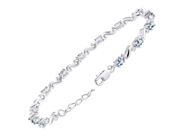 Rylos Bracelets for Women 925 Sterling Silver Classic S Tennis Bracelet Gemstone & Diamonds Adjustable to Fit 7"-8" Wrist, 13 Gorgeous 5X3MM Jewelry for Women Friendship Bracelets