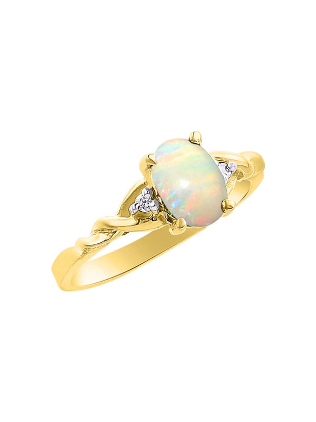 Rylos Timeless 14K Yellow Gold Birthstone Ring - 7X5MM Oval Gemstone & Sparkling Diamonds - Women's Jewelry, Sizes 5-10