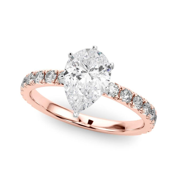 Rylos 14K White/Rose/Yellow Gold Engagement Rings | Pear Cut | Certified Lab Grown Diamond Ring | VS-SI Quality | Available in Size 5-10