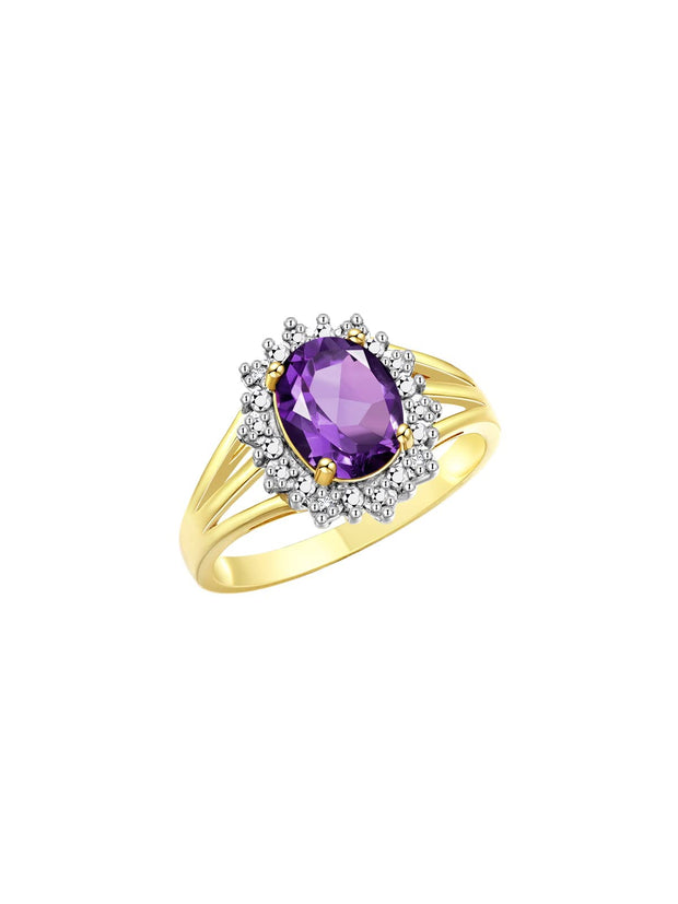 Rylos 14K Yellow Gold Ring: Princess Diana Inspired 9X7MM Gemstone and Dazzling Halo of Diamonds - Exquisite Jewelry for Women in Sizes 5-10