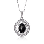 Rylos 14K White Gold Halo Designer Necklace: Gemstone & Diamond Pendant, 18" Chain, 8X6MM Birthstone, Women's Elegant Jewelry