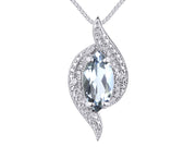 Rylos 14K White Gold Designer Necklace: Marquise Gemstone & Diamond Pendant, 18" Chain, 10X5MM Birthstone, Women's Elegant Jewelry