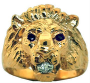 Rylos Diamond & Sapphire Lion Head Ring Sterling Silver or Gold Plated Silver