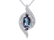 Rylos 14K White Gold Designer Necklace: Marquise Gemstone & Diamond Pendant, 18" Chain, 10X5MM Birthstone, Women's Elegant Jewelry