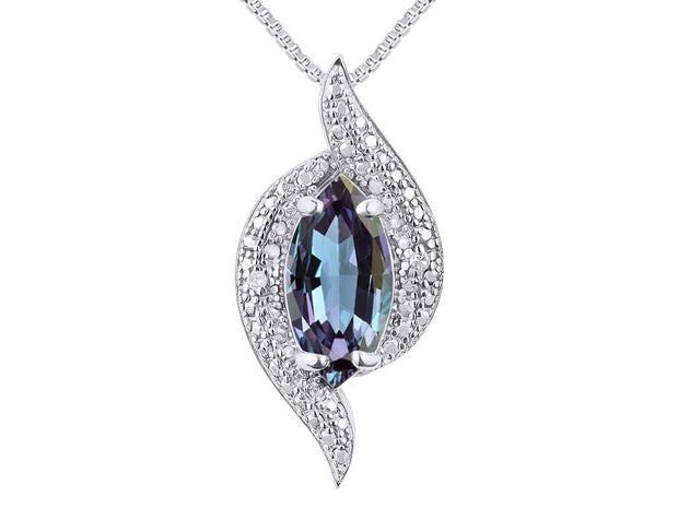 Rylos 14K White Gold Designer Necklace: Marquise Gemstone & Diamond Pendant, 18" Chain, 10X5MM Birthstone, Women's Elegant Jewelry