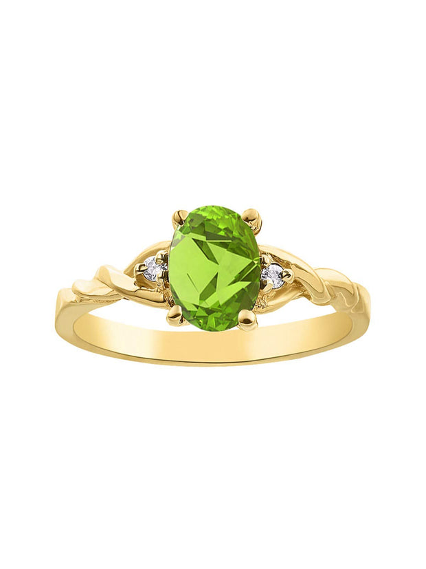 Rylos Timeless 14K Yellow Gold Birthstone Ring - 7X5MM Oval Gemstone & Sparkling Diamonds - Women's Jewelry, Sizes 5-10