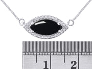 Rylos Sterling Silver Lucky Eye Necklace: Marquise Gemstone & Diamond Pendant, 18" Chain, 12X6MM Birthstone, Women's Elegant Jewelry