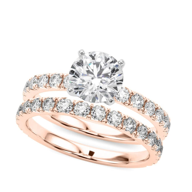 Rylos 14K White/Rose/Yellow Gold Round Cut Engagement Ring + Wedding Band set | Certified Lab Grown Diamonds | VS-SI Quality | Available in Size 5-10