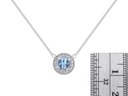 Rylos 14K White Gold Halo Designer Necklace: Gemstone & Diamond, 18" Chain, 4MM Birthstone, Women's Elegant Jewelry