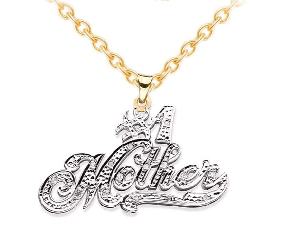 Rylos Necklaces For Women Gold Necklaces for Women & Men 14K White Gold or Yellow Gold Personalized #1 Nameplate Necklace Special Order, Made to Order With 18 inch chain. Necklace