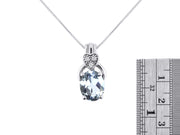 Rylos Sterling Silver Classic Designer Necklace: Gemstone & Diamond Pendant, 18" Chain, 9X7MM Birthstone, Elegant Women's Jewelry