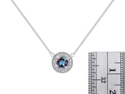 Rylos Halo Designer Necklace: Gemstone & Diamond, 18" Chain, 4MM Birthstone, Sterling Silver Women's Elegant Jewelry