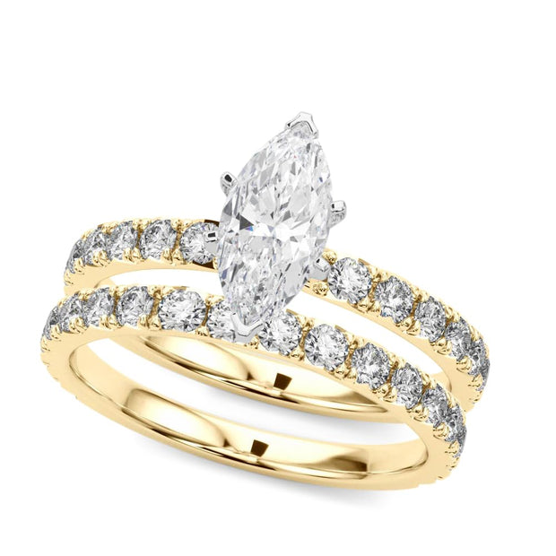 Rylos 14K White/Rose/Yellow Gold Marquise Cut Engagement Ring + Wedding Band set | Certified Lab Grown Diamonds | VS-SI Quality | Available in Size 5-10