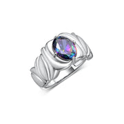 Rylos 14K White Gold Ring Solitaire 9X7MM Oval Gemstone with Satin Finish Band Color Stone Birthstone Jewelry for Women Sizes 5-10