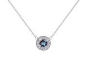 Rylos 14K White Gold Halo Designer Necklace: Gemstone & Diamond, 18" Chain, 4MM Birthstone, Women's Elegant Jewelry