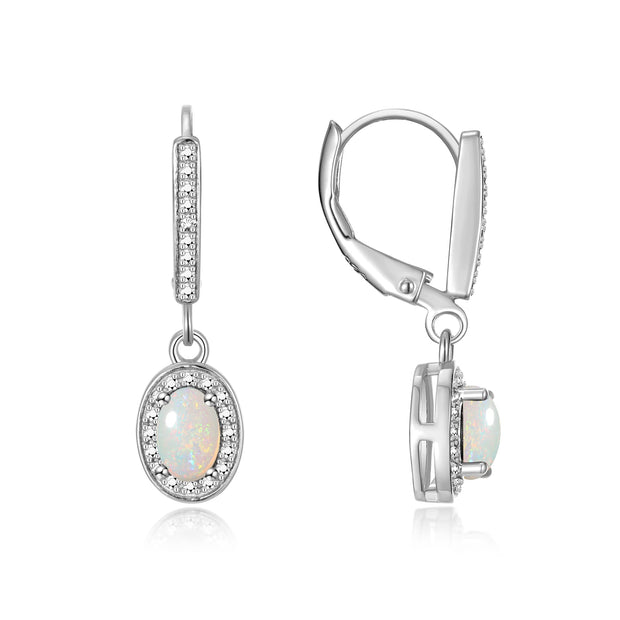 Rylos Matching Jewelry Sterling Silver Halo Designer Set: Ring, Earring & Pendant Necklace. Gemstone & Diamonds, 6X4MM Birthstone. Sizes 5-10.