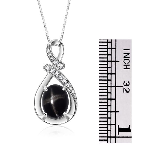 Rylos Sterling Silver Classic Designer Necklace: Gemstone & Diamond Pendant, 18" Chain, 9X7MM Birthstone, Women's Elegant Jewelry