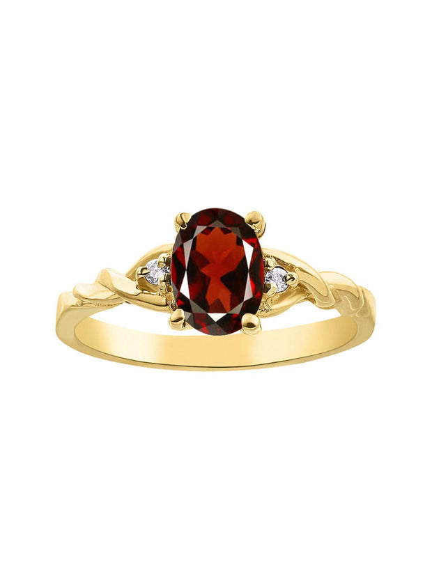 Rylos Timeless 14K Yellow Gold Birthstone Ring - 7X5MM Oval Gemstone & Sparkling Diamonds - Women's Jewelry, Sizes 5-10