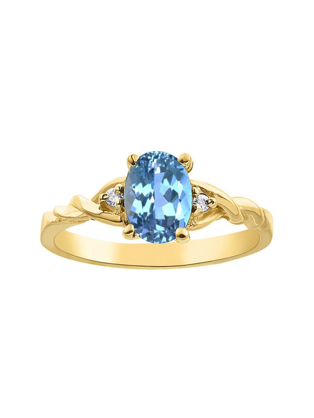 Rylos Timeless 14K Yellow Gold Birthstone Ring - 7X5MM Oval Gemstone & Sparkling Diamonds - Women's Jewelry, Sizes 5-10