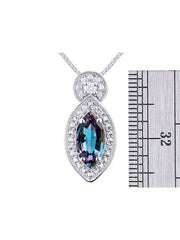 Rylos Sterling Silver Designer Necklace: Marquise Gemstone & Diamond Pendant, 18" Chain, 10X5MM Birthstone, Women's Elegant Jewelry