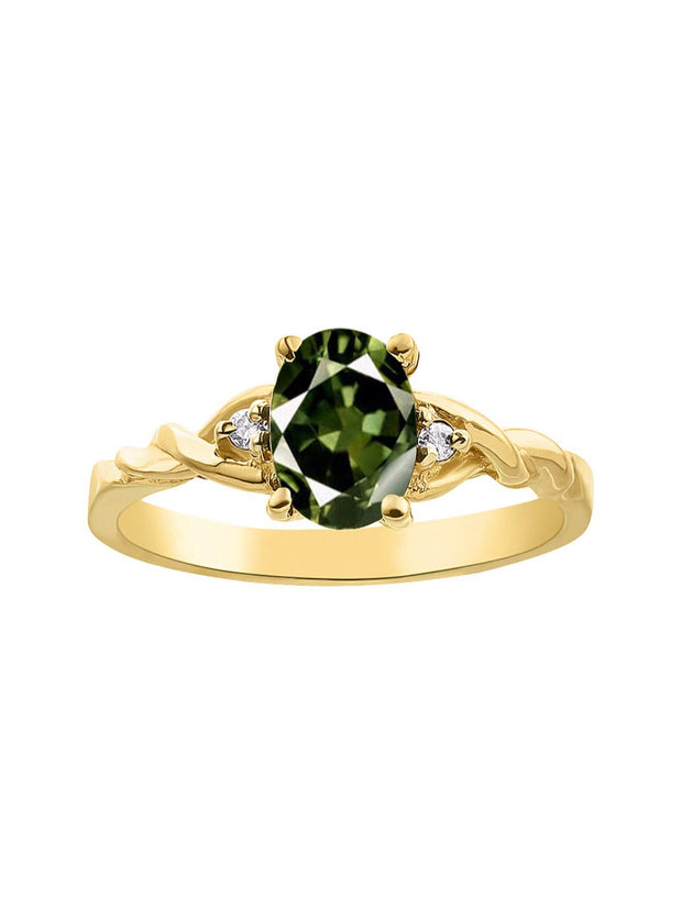 Rylos Timeless 14K Yellow Gold Birthstone Ring - 7X5MM Oval Gemstone & Sparkling Diamonds - Women's Jewelry, Sizes 5-10