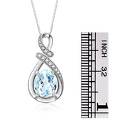 Rylos Sterling Silver Classic Designer Necklace: Gemstone & Diamond Pendant, 18" Chain, 9X7MM Birthstone, Women's Elegant Jewelry