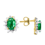 RYLOS Earrings For Women 14K Yellow Gold - May Birthstone Earrings Emerald 6X4MM Color Stone Gemstone Jewelry For Women Gold Earrings