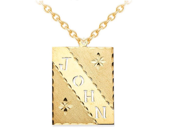 Rylos Necklaces For Women Gold Necklaces for Women & Men 14K Yellow Gold or White Gold Personalized Cutout DogTag Diamond Cut Nameplate Necklace Special Order, Made to Order Necklace