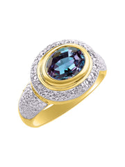 Rylos Classic Ring with 9X7MM Oval Gemstone & Diamonds  Radiant Color Stone Jewelry for Women in Yellow Gold Plated Silver  Available in Sizes 5-13