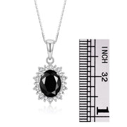 RYLOS Women's Sterling Silver Princess Diana Ring & Pendant Set. Gemstone & Diamonds, 9X7MM Birthstone. Matching Friendship Jewelry, Sizes 5-10.