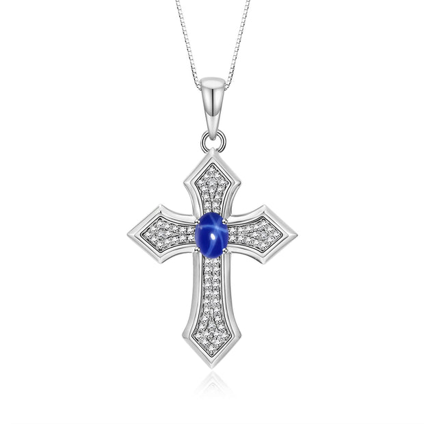 Rylos 14K White Gold Cross Necklace: Gemstone & Diamond Pendant - 7X5MM Birthstone - 18 Chain - Elegant Jewelry