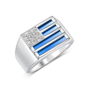 Rylos Sterling Silver 925 USA Flag Designer Men's Ring, featuring Diamonds, Onyx, Quartz in Red, Blue, or Green, & Tiger Eye. In sizes 8 to 13, it adds patriotic sophistication to your collection