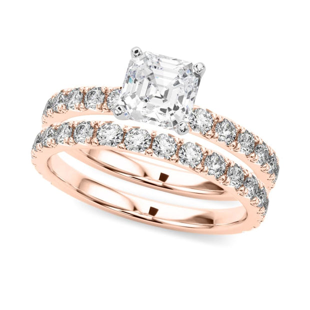 Rylos 14K White/Rose/Yellow Gold Cushion Cut Engagement Ring + Wedding Band set | Certified Lab Grown Diamonds | VS-SI Quality | Available in Size 5-10