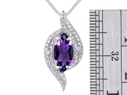 Rylos 14K White Gold Designer Necklace: Marquise Gemstone & Diamond Pendant, 18" Chain, 10X5MM Birthstone, Women's Elegant Jewelry