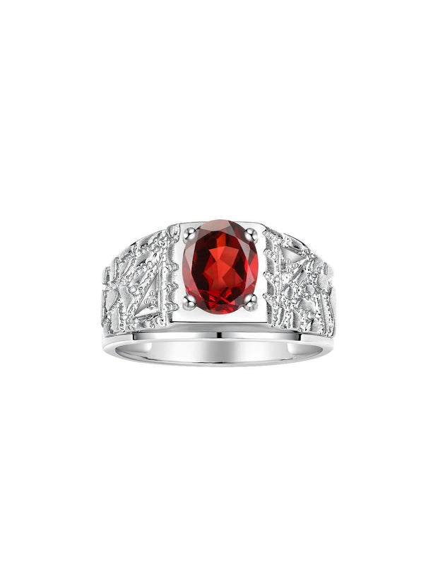 Rylos Men's Rings Designer Nugget Ring: Oval 9X7MM Gemstone & Sparkling Diamonds - Color Stone Birthstone Rings for Men, Sterling Silver Rings in Sizes 8-13. Mens Jewelry