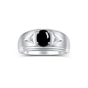 Rylos Men's Rings Classic Design 8X6MM Oval Gemstone & Sparkling Diamond Ring - Color Stone Birthstone Rings for Men, Sterling Silver Rings in Sizes 8-13. Elevate Your Style with Timeless Elegance!