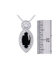 Rylos Sterling Silver Designer Necklace: Marquise Gemstone & Diamond Pendant, 18" Chain, 10X5MM Birthstone, Women's Elegant Jewelry