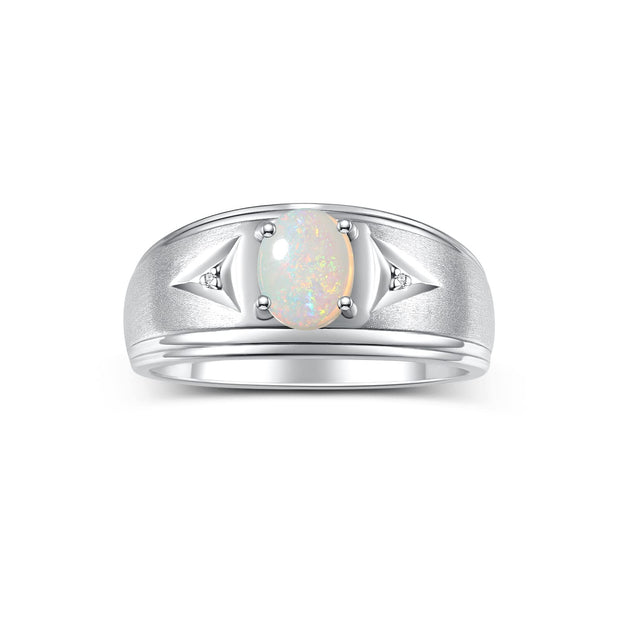 Rylos Men's Rings Classic Design 8X6MM Oval Gemstone & Sparkling Diamond Ring - Color Stone Birthstone Rings for Men, Sterling Silver Rings in Sizes 8-13. Elevate Your Style with Timeless Elegance!