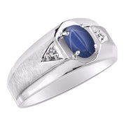 Rylos Men's Rings Classic Design 7X5MM Oval Gemstone & Sparkling Diamond Ring - Color Stone Birthstone Rings for Men, Sterling Silver Rings in Sizes 8-13. Timeless Elegance!