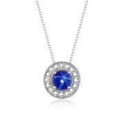 Rylos Halo Designer Necklace: Gemstone & Diamond, 18" Chain, 4MM Birthstone, Sterling Silver Women's Elegant Jewelry