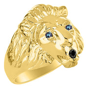 Rylos Lion Head Ring Yellow Gold Plated Silver Gemstone Eyes & Black Diamond Mouth #1 in Mens Jewelry Sizes 6-13