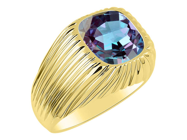 Rylos Gorgeous 12MM Alexandrite or Aquamarine in Yellow Gold Plated Silver Sizes 8-13