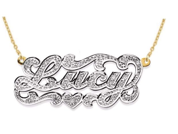 Rylos Necklaces For Women Gold Necklaces for Women & Men 925 Sterling Silver or Yellow Gold Plated Silver Personalized All Diamond Nameplate Necklace Special Order, Made to Order Necklace